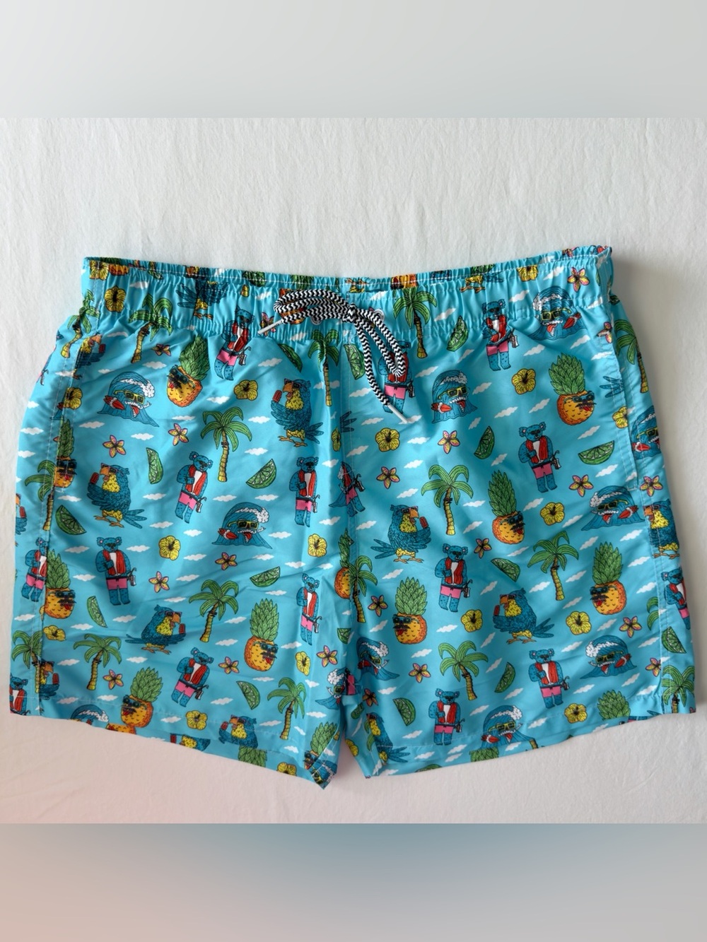 Boardies Tropical Swim Shorts Trunks Mens Large Swimwear Palm Trees Koalas Blue